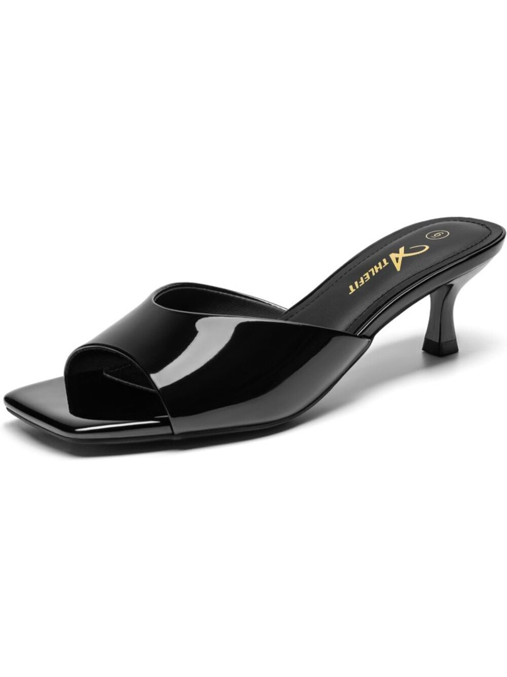Women's Black Sandals Square Open Toe Low Heels Comfortable Kitten Heels Shoes